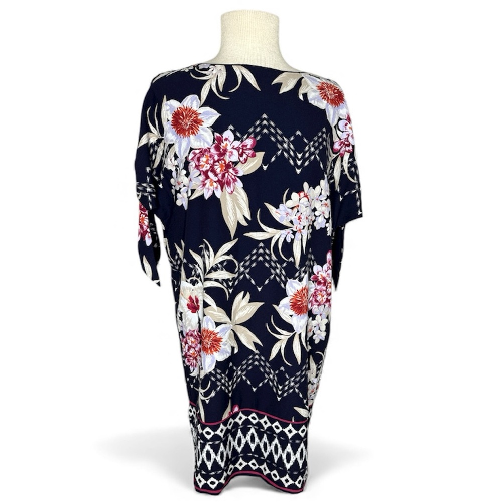 Vince Camuto Navy Floral Tie Sleeve Navy Floral Dress Size 6